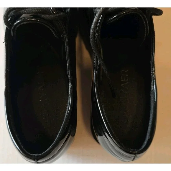 Women's Daiyaer Chunky Platform Shoes Black Brown Size 6 EU 36 Patten Leather - Picture 9 of 11